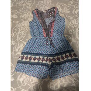 Share Girls Blue/Pink Floral Monteau One Piece Romper Size Large